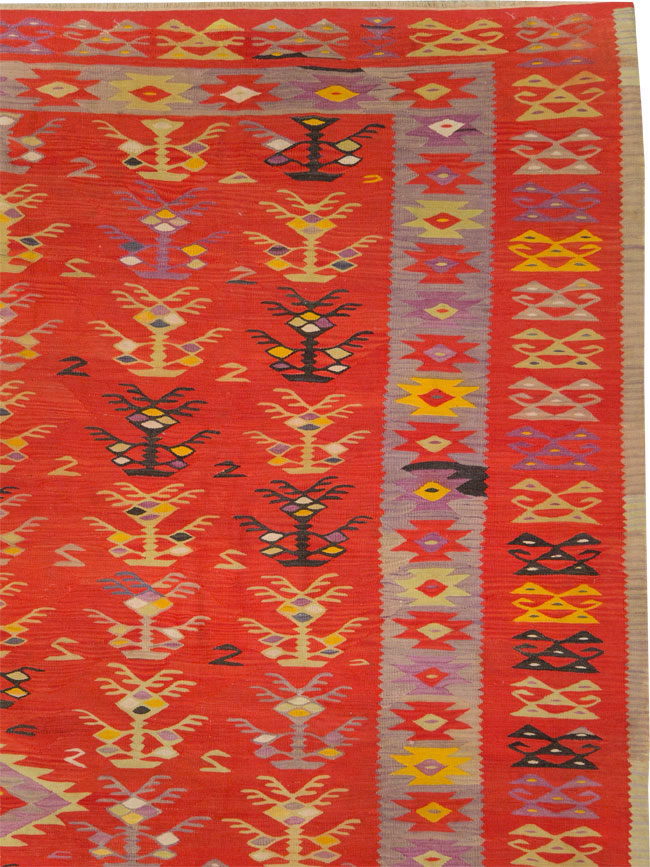 Vintage Turkish Flatweave Kilim Room Size Carpet, No.29355 - Galerie Shabab