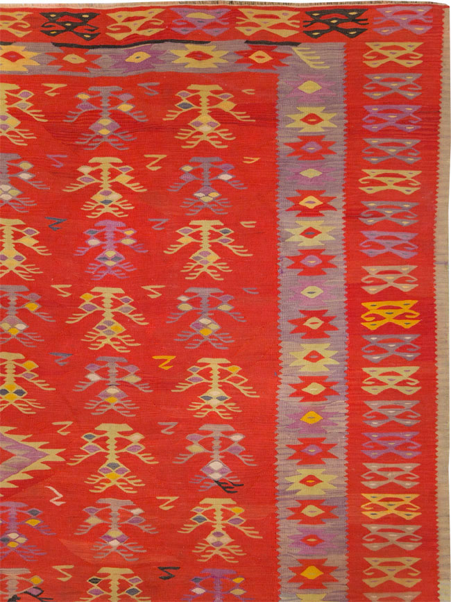 Vintage Turkish Flatweave Kilim Room Size Carpet, No.29355 - Galerie Shabab