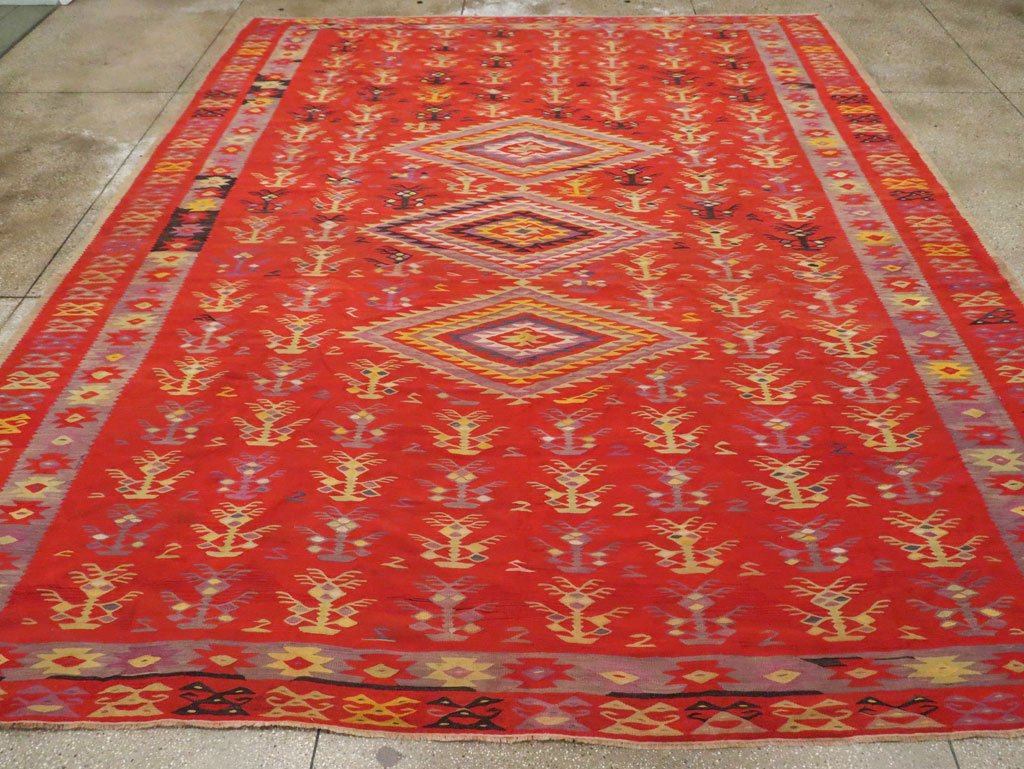 Vintage Turkish Flatweave Kilim Room Size Carpet, No.29355 - Galerie Shabab