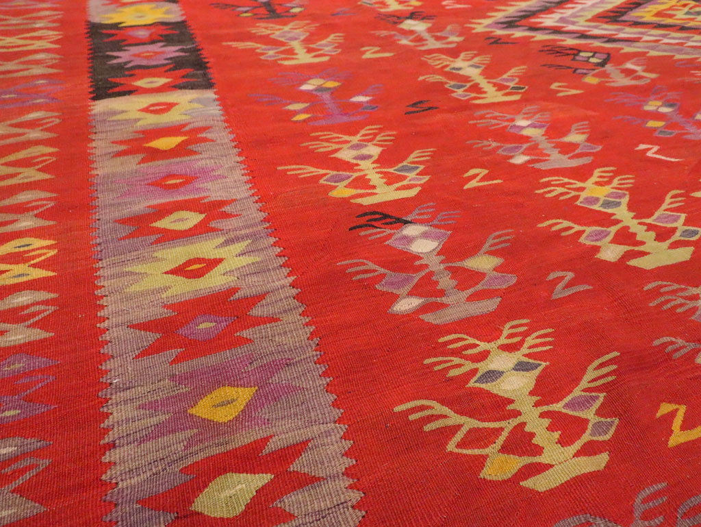 Vintage Turkish Flatweave Kilim Room Size Carpet, No.29355 - Galerie Shabab