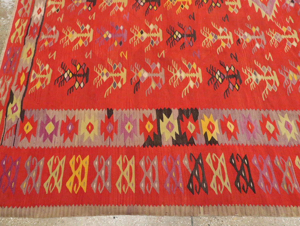 Vintage Turkish Flatweave Kilim Room Size Carpet, No.29355 - Galerie Shabab
