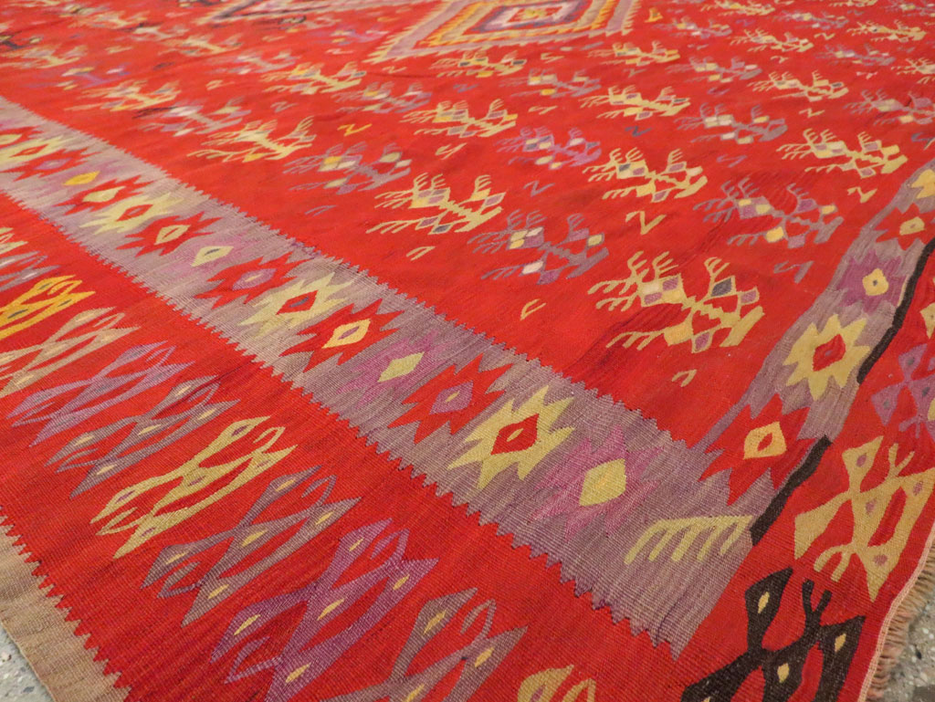 Vintage Turkish Flatweave Kilim Room Size Carpet, No.29355 - Galerie Shabab