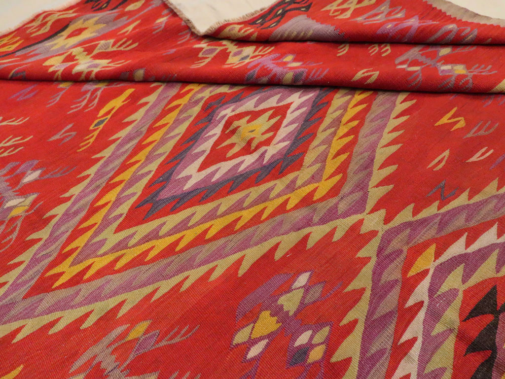 Vintage Turkish Flatweave Kilim Room Size Carpet, No.29355 - Galerie Shabab