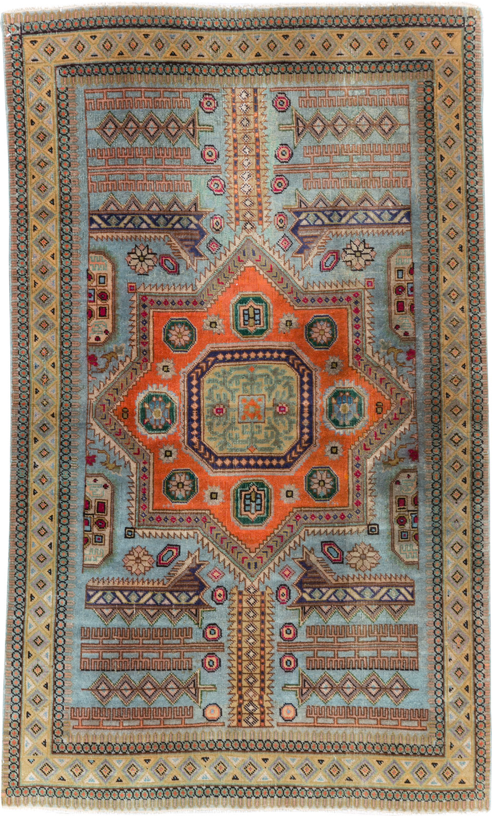Vintage Persian Ardabil Throw Rug, No.29357 - Galerie Shabab