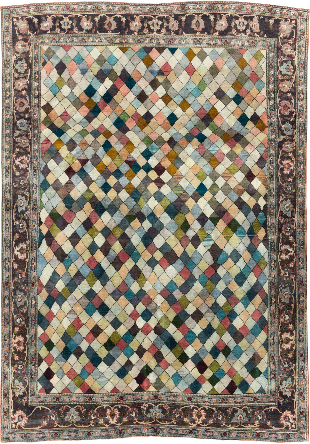 Vintage Persian Art Deco Mahal Accent Carpet, No.29361 - Galerie Shabab
