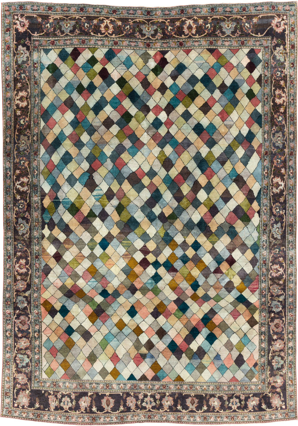 Vintage Persian Art Deco Mahal Accent Carpet, No.29361 - Galerie Shabab