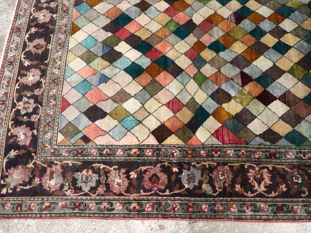 Vintage Persian Art Deco Mahal Accent Carpet, No.29361 - Galerie Shabab