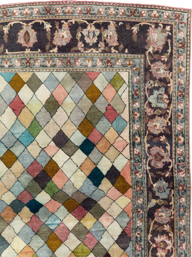 Vintage Persian Art Deco Mahal Accent Carpet, No.29361 - Galerie Shabab