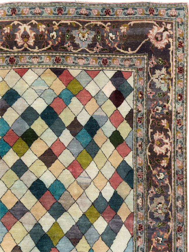 Vintage Persian Art Deco Mahal Accent Carpet, No.29361 - Galerie Shabab