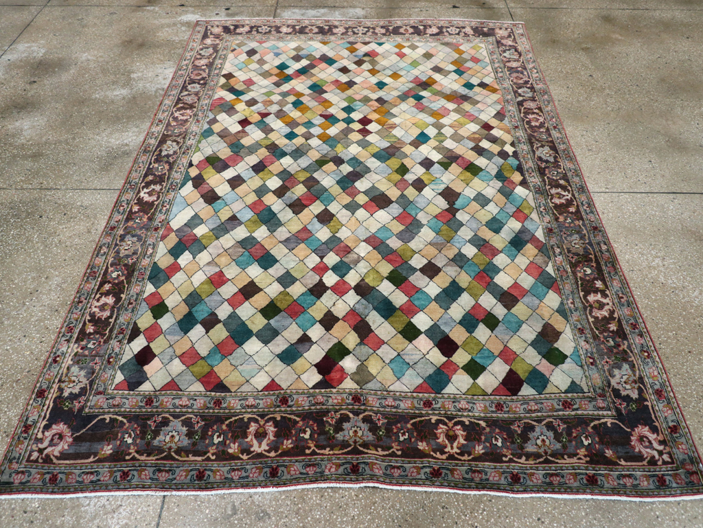 Vintage Persian Art Deco Mahal Accent Carpet, No.29361 - Galerie Shabab