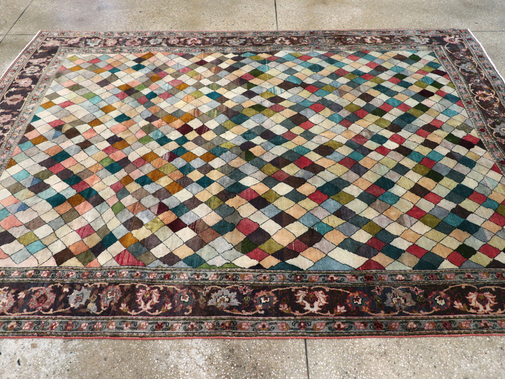 Vintage Persian Art Deco Mahal Accent Carpet, No.29361 - Galerie Shabab