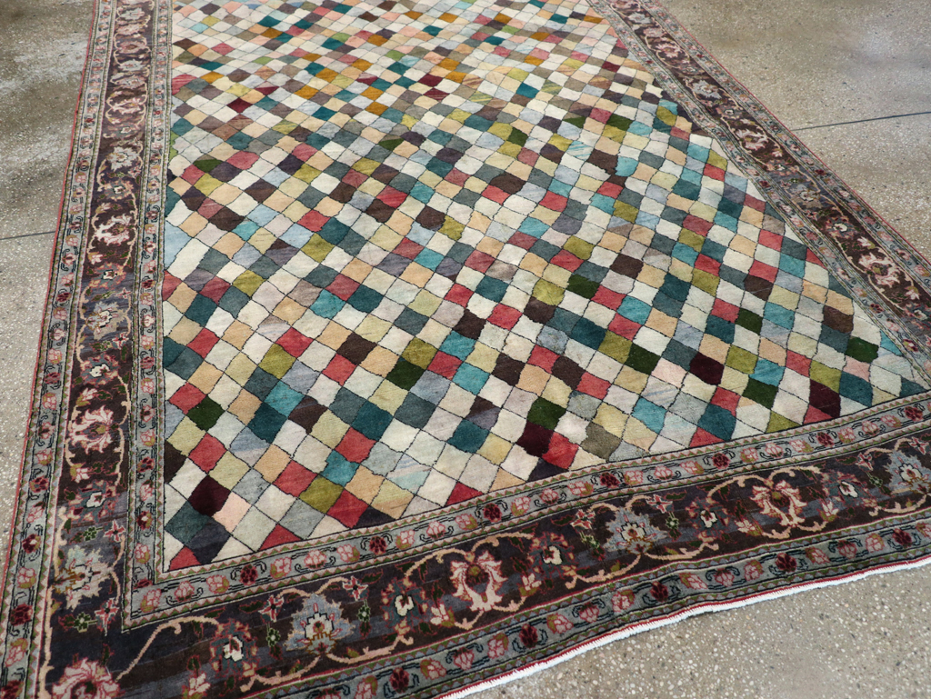 Vintage Persian Art Deco Mahal Accent Carpet, No.29361 - Galerie Shabab