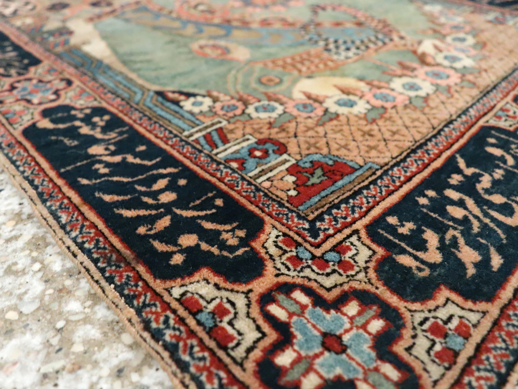 Antique Persian Dabir Kashan Pictorial Rug, No.29376 - Galerie Shabab