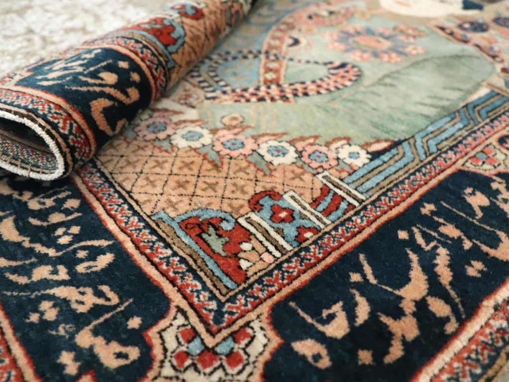 Antique Persian Dabir Kashan Pictorial Rug, No.29376 - Galerie Shabab