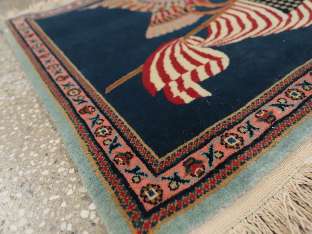 Vintage Persian Kashan Flag Pictorial Rug, No.29384 - Galerie Shabab