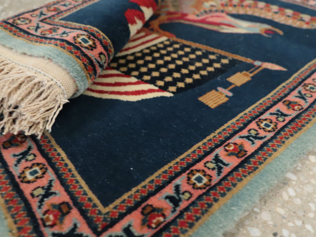 Vintage Persian Kashan Flag Pictorial Rug, No.29384 - Galerie Shabab