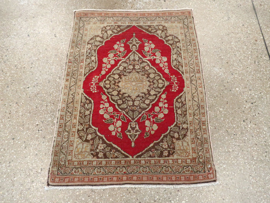 Antique Persian Tabriz Throw Rug, No.29407 - Galerie Shabab