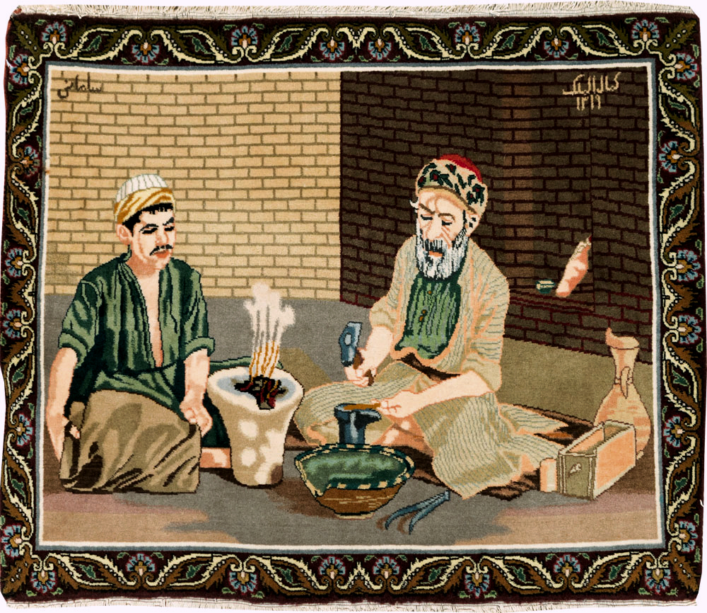 Vintage Persian Tabriz Pictorial Rug, No.29408 - Galerie Shabab