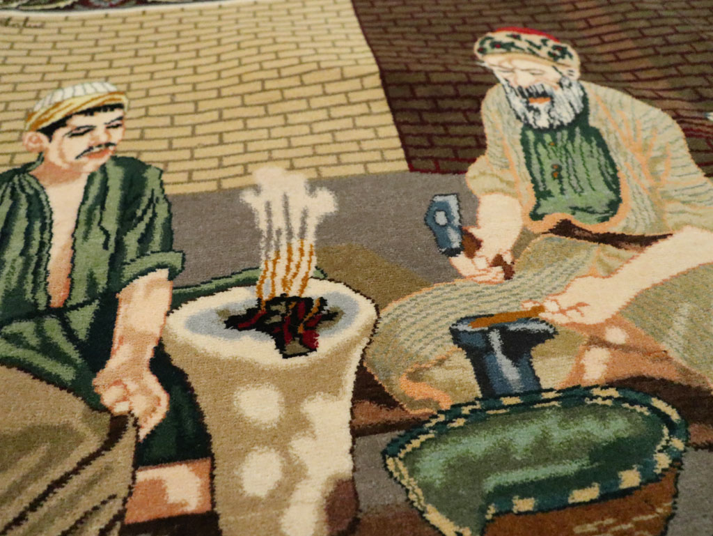 Vintage Persian Tabriz Pictorial Rug, No.29408 - Galerie Shabab