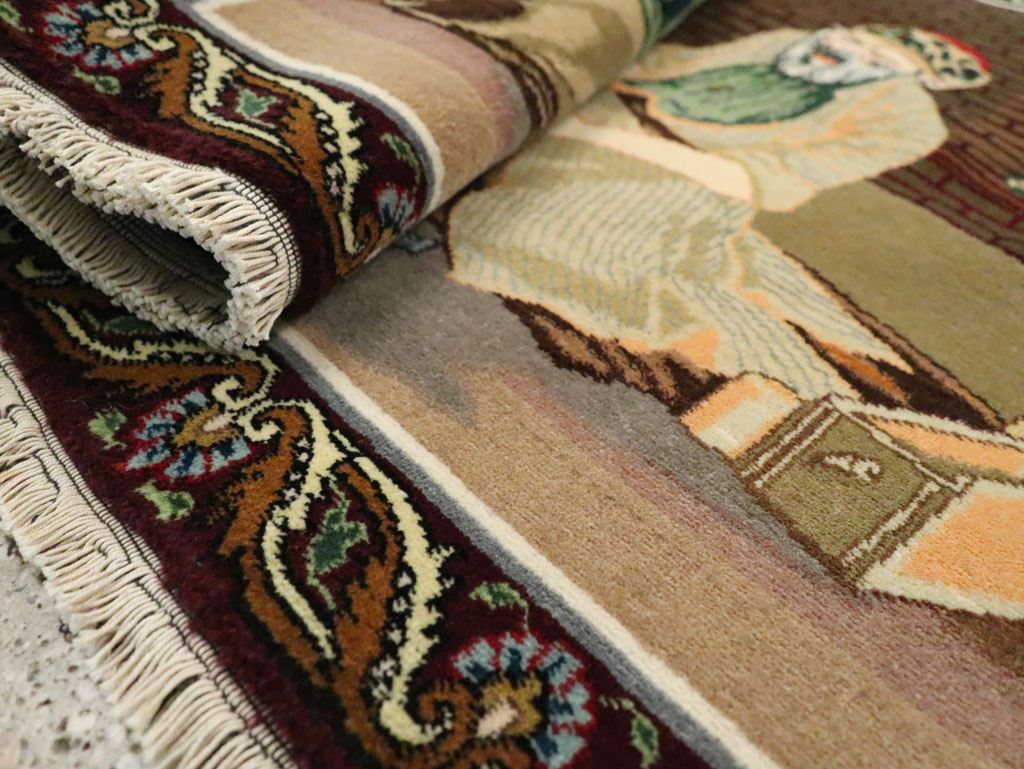 Vintage Persian Tabriz Pictorial Rug, No.29408 - Galerie Shabab