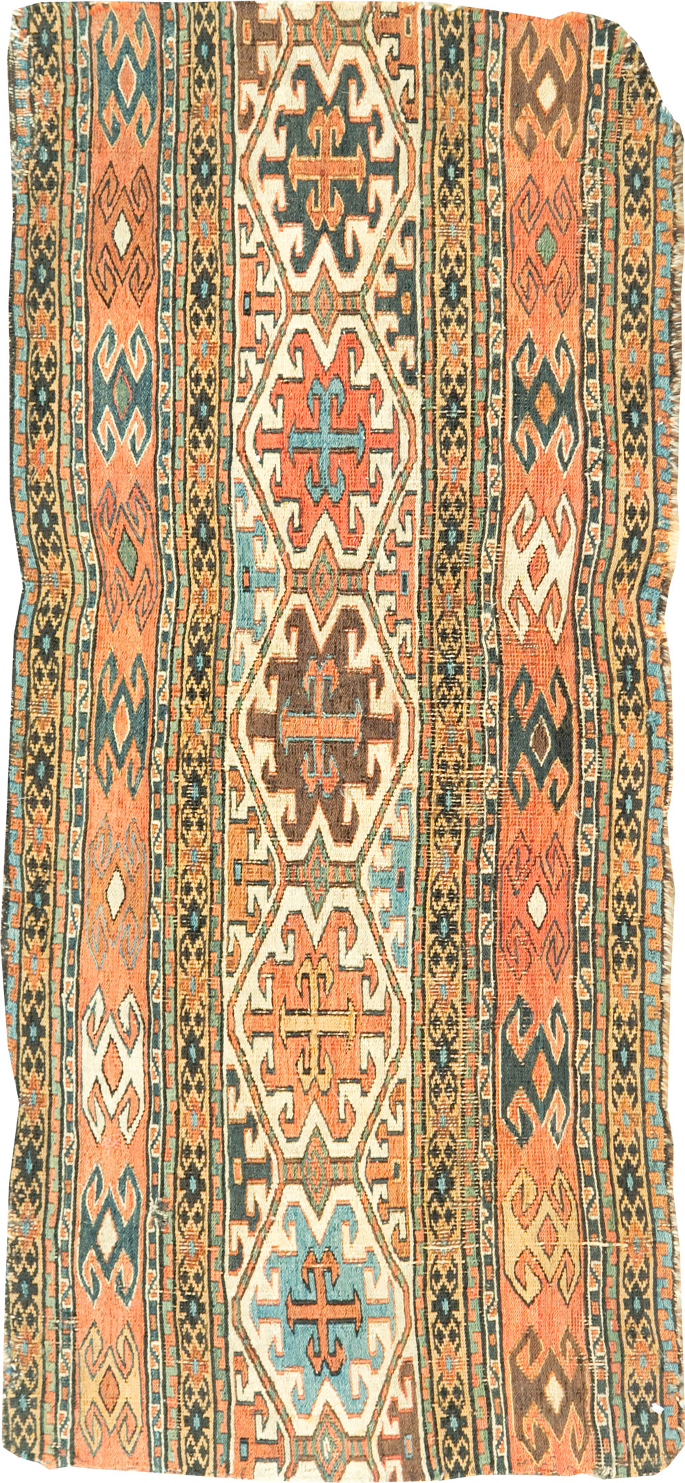 Antique Central Asian Flatweave Soumak Throw Rug, No.29410 - Galerie Shabab