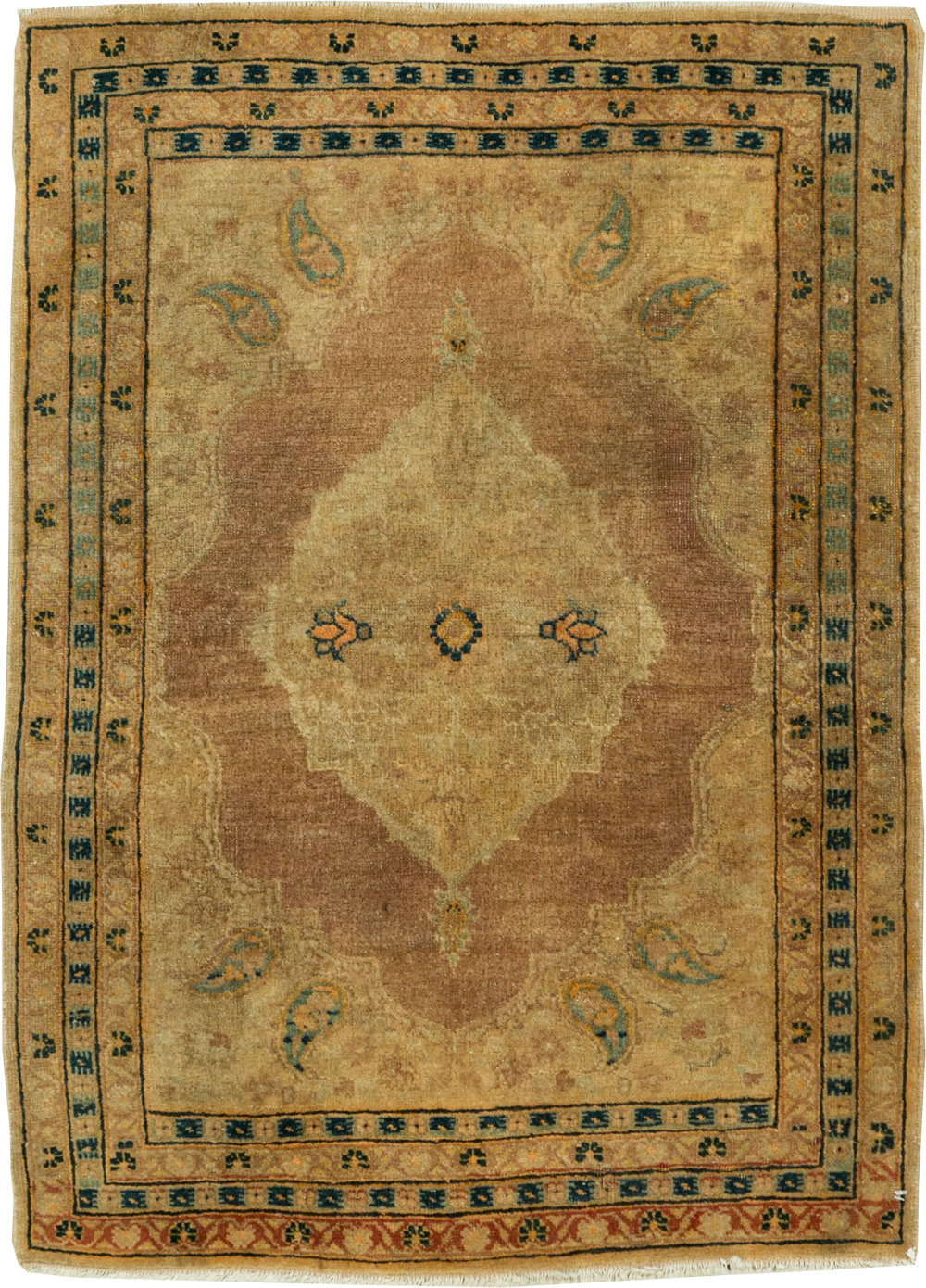 Antique Persian Tabriz Throw Rug, No.29414 - Galerie Shabab