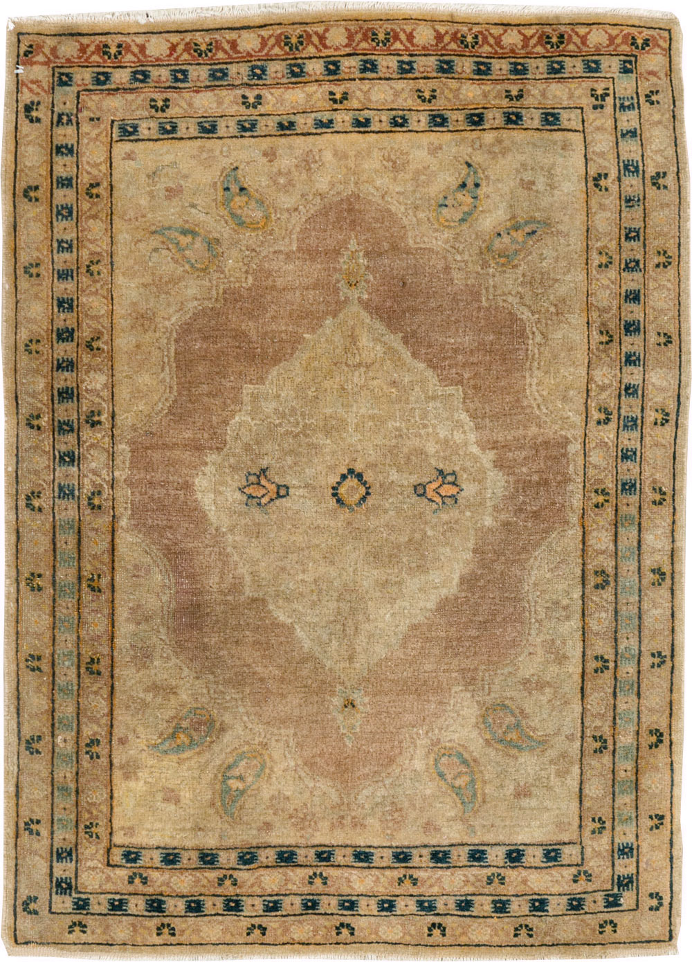 Antique Persian Tabriz Throw Rug, No.29414 - Galerie Shabab