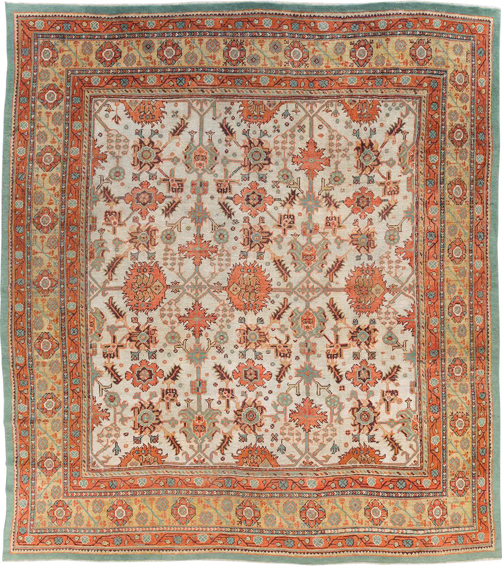 Antique Turkish Oushak Square Room Size Carpet, No.29423 - Galerie Shabab