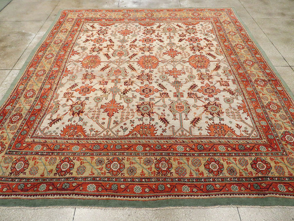 Antique Turkish Oushak Square Room Size Carpet, No.29423 - Galerie Shabab