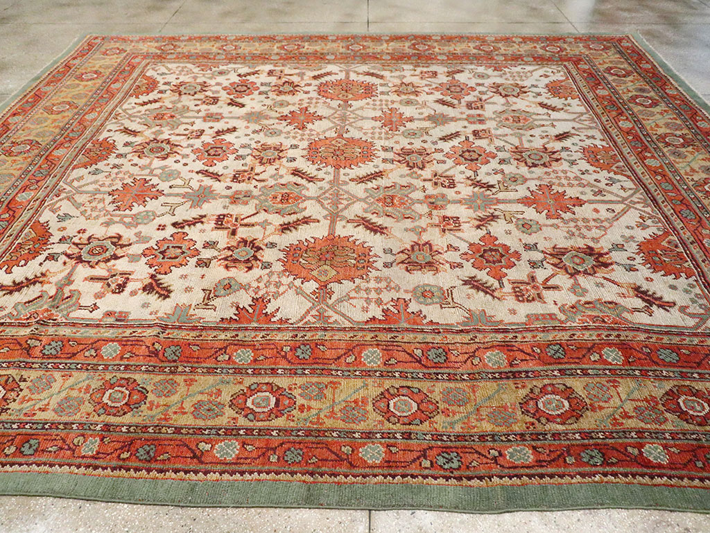 Antique Turkish Oushak Square Room Size Carpet, No.29423 - Galerie Shabab