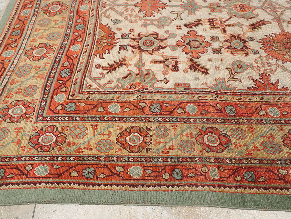 Antique Turkish Oushak Square Room Size Carpet, No.29423 - Galerie Shabab