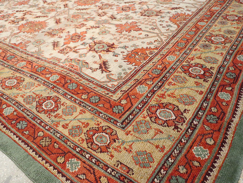 Antique Turkish Oushak Square Room Size Carpet, No.29423 - Galerie Shabab