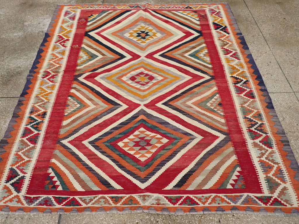 Vintage Persian Flatweave Kilim Accent Rug, No.29453 - Galerie Shabab