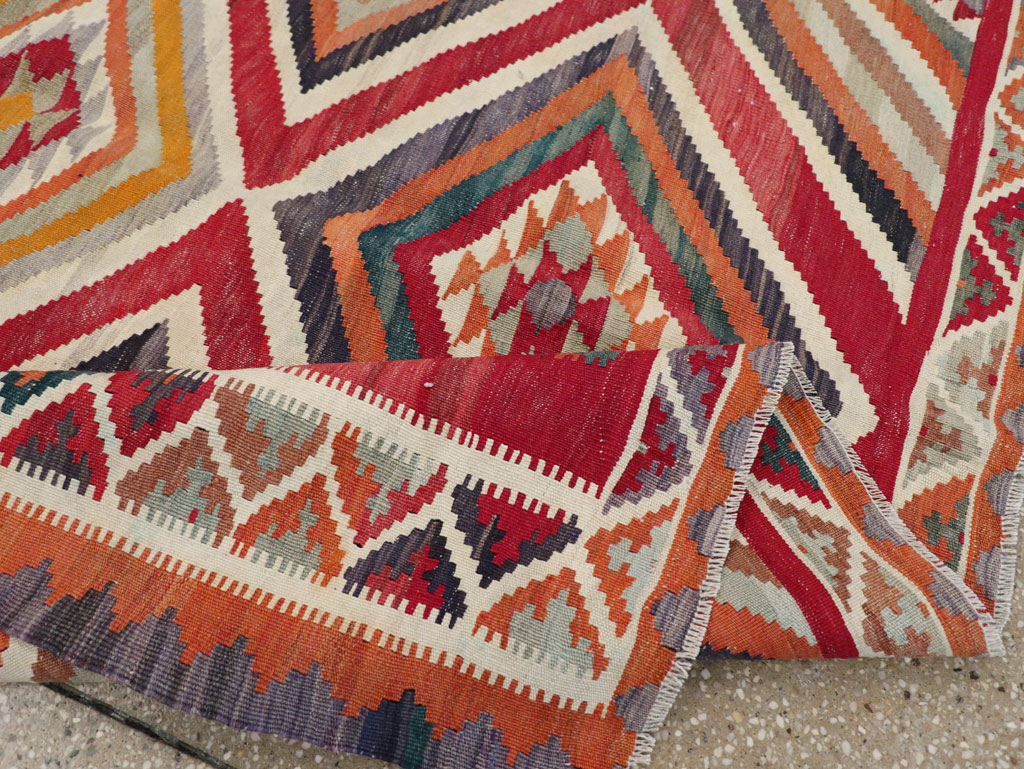 Vintage Persian Flatweave Kilim Accent Rug, No.29453 - Galerie Shabab