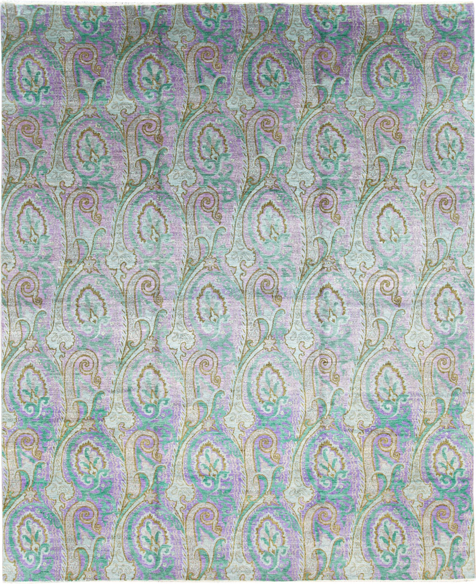 Contemporary Turkish Peacock Inspired Room Size Carpet, No.29461 - Galerie Shabab