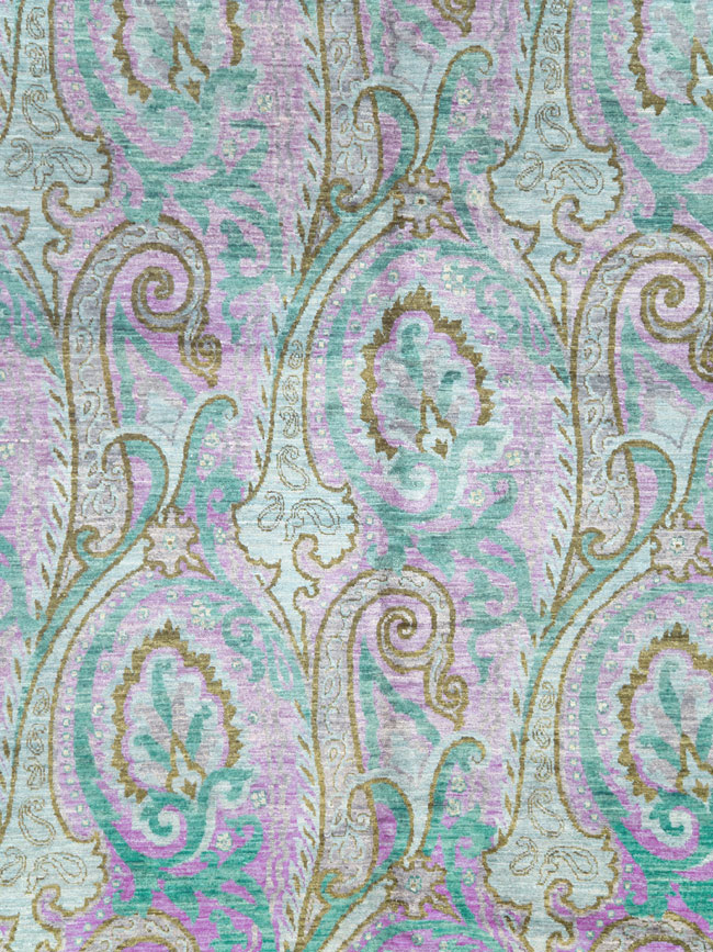 Contemporary Turkish Peacock Inspired Room Size Carpet, No.29461 - Galerie Shabab