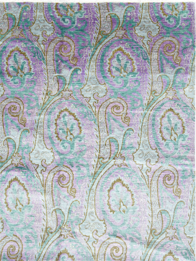 Contemporary Turkish Peacock Inspired Room Size Carpet, No.29461 - Galerie Shabab
