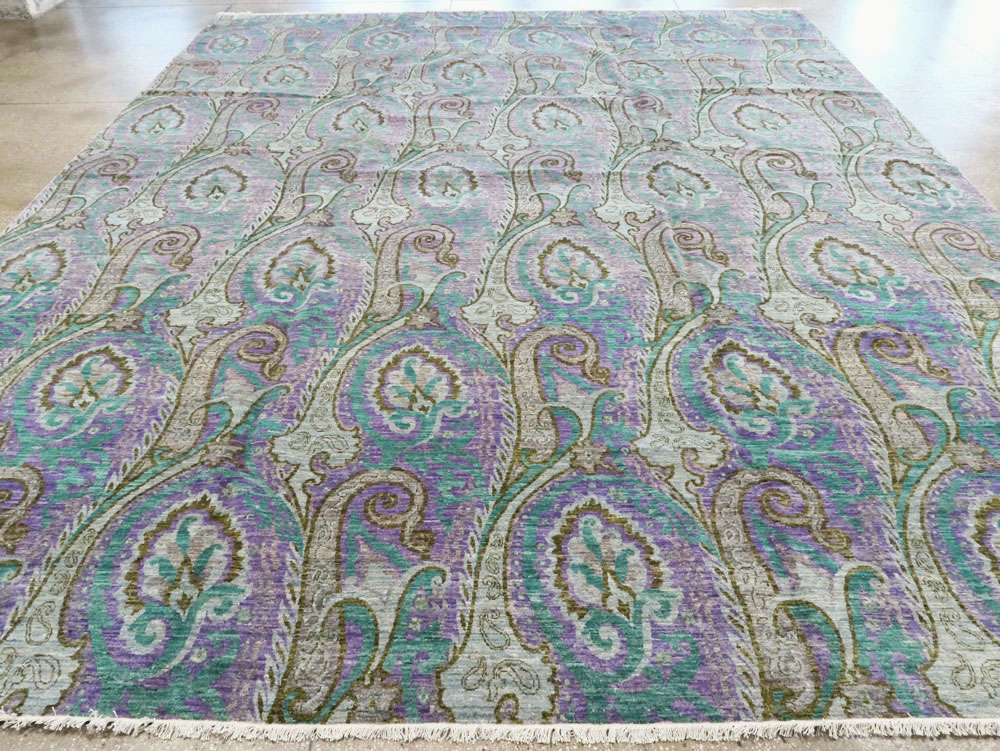 Contemporary Turkish Peacock Inspired Room Size Carpet, No.29461 - Galerie Shabab