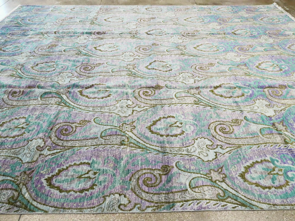 Contemporary Turkish Peacock Inspired Room Size Carpet, No.29461 - Galerie Shabab