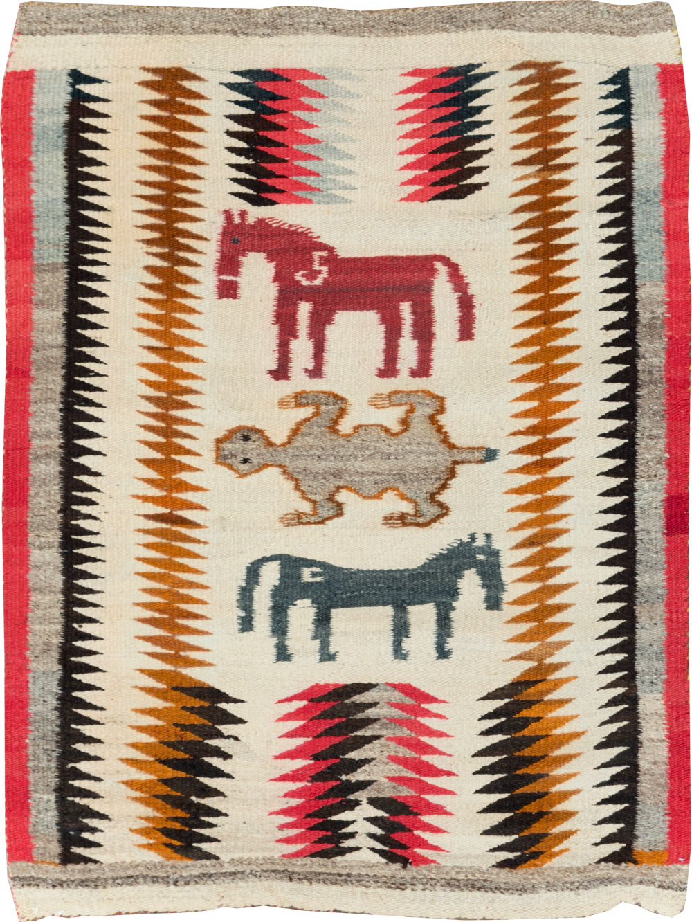 Vintage American Navajo Flatweave Pictorial Rug, No.29466 - Galerie Shabab