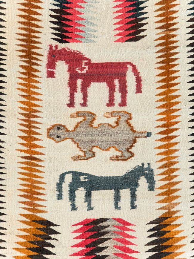Vintage American Navajo Flatweave Pictorial Rug, No.29466 - Galerie Shabab