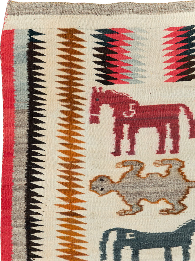 Vintage American Navajo Flatweave Pictorial Rug, No.29466 - Galerie Shabab