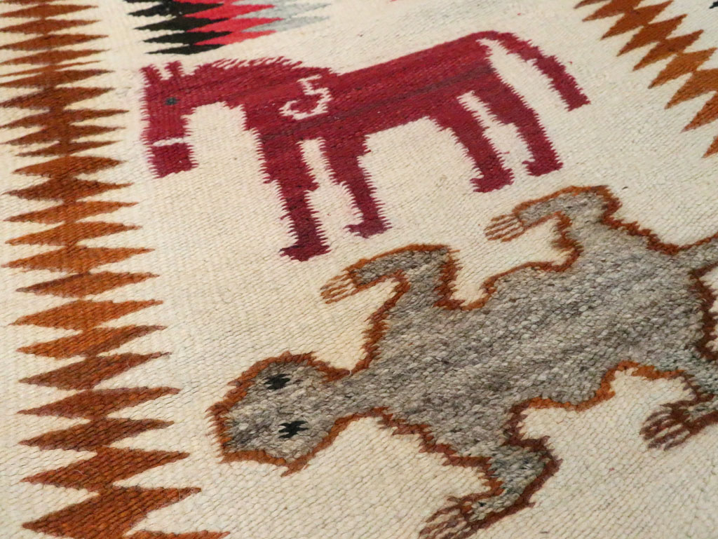 Vintage American Navajo Flatweave Pictorial Rug, No.29466 - Galerie Shabab