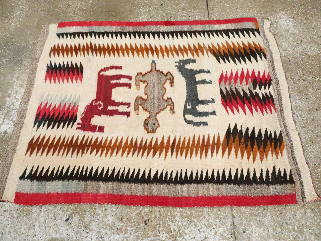 Vintage American Navajo Flatweave Pictorial Rug, No.29466 - Galerie Shabab