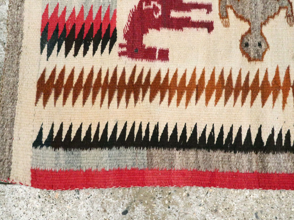 Vintage American Navajo Flatweave Pictorial Rug, No.29466 - Galerie Shabab