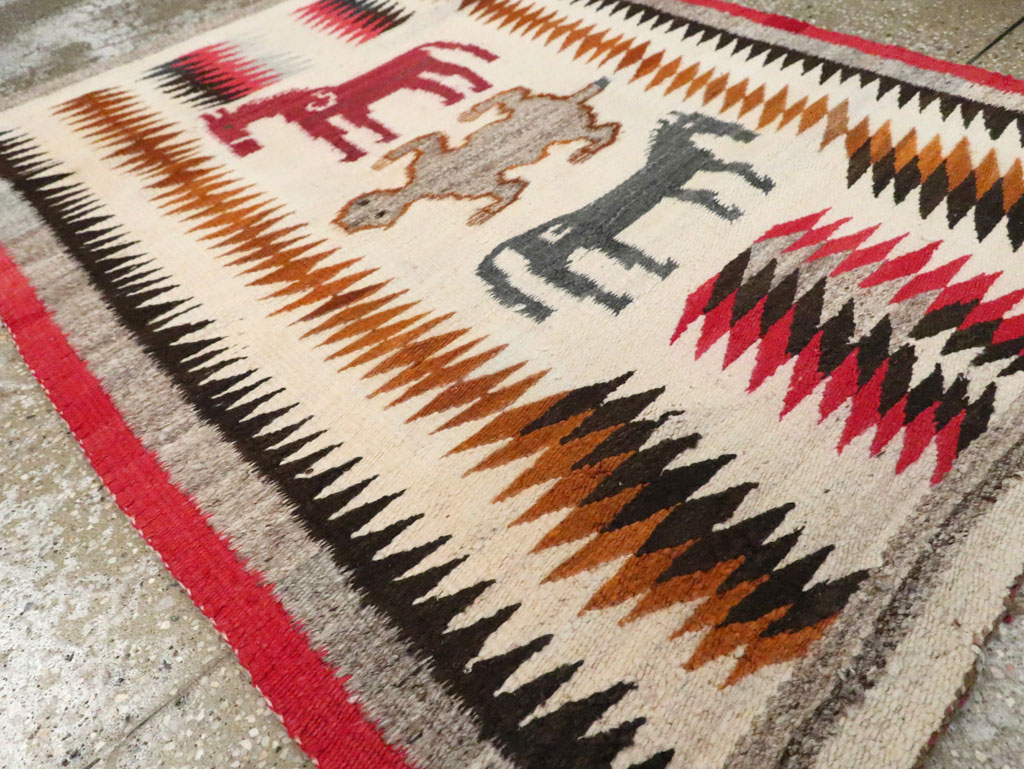 Vintage American Navajo Flatweave Pictorial Rug, No.29466 - Galerie Shabab