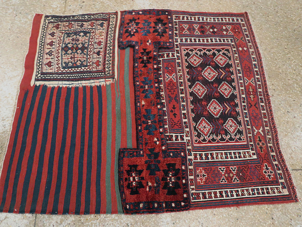 Vintage Persian Chaharmahal Bakhtiari Tacheh Flatweave Kilim , No.29473 - Galerie Shabab