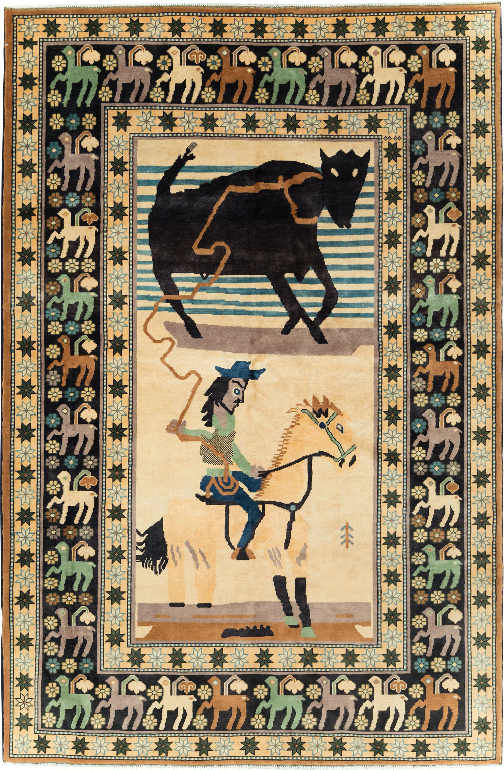 Contemporary Turkish Pictorial Accent Rug, No.29522 - Galerie Shabab