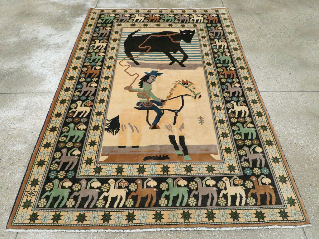 Contemporary Turkish Pictorial Accent Rug, No.29522 - Galerie Shabab