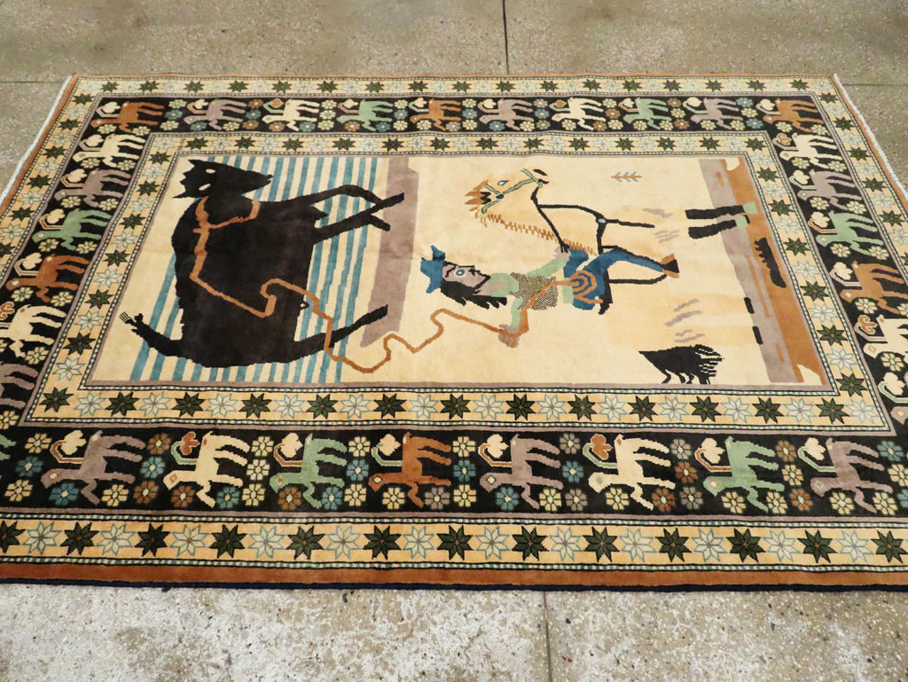 Contemporary Turkish Pictorial Accent Rug, No.29522 - Galerie Shabab